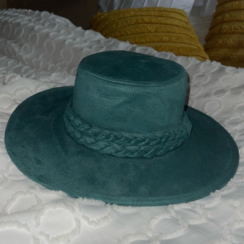 Western Teal Hat with Braided Band - Picture 4 of 8